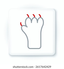 Line Paw print icon isolated on white background. Dog or cat paw print. Animal track. Colorful outline concept. Vector