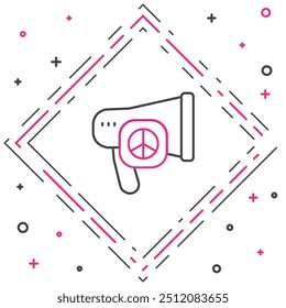 Line Peace icon isolated on white background. Hippie symbol of peace. Colorful outline concept. Vector