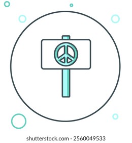 Line Peace icon isolated on white background. Hippie symbol of peace. Colorful outline concept. Vector