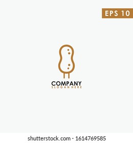 Line Peanut Cartoon Logo Design Vector Template. Modern Design. Peanut Icon. Vector Illustration.