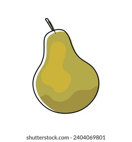 Line pear on white background. Vector illustration