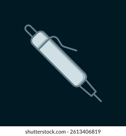 Line Pen icon isolated on black background. Flat filled outline style with shadow. Vector