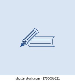 line pencil with book icon illustration  