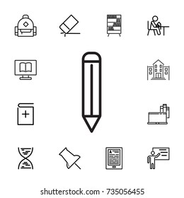 line pencil Icon on white background. set of education icons