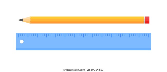 Line and pencil icons. Flat style. Vector icons.