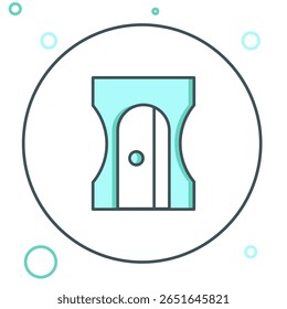 Linha ícone do apontador Lápis isolado no fundo branco. Conceito de contorno colorido. Vetor