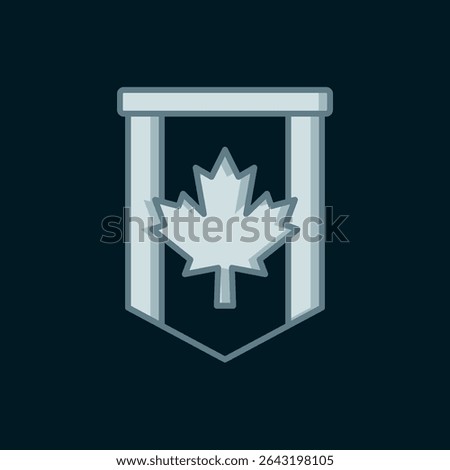 Line Pennant flag of Canada icon isolated on black background. North America country flag. Flat filled outline style with shadow. Vector