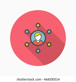 Line  people network  icon, Vector flat long shadow design. EPS10