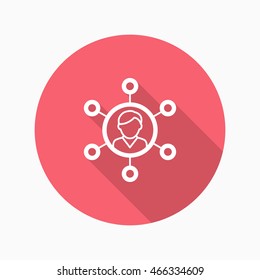 Line  people network  icon, Vector flat long shadow design. EPS10
