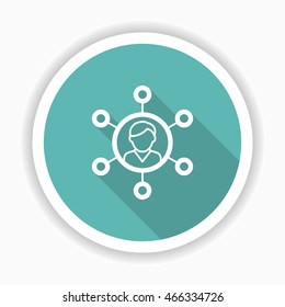 Line  people network  icon, Vector flat long shadow design. EPS10