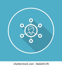 Line  people network  icon, Vector flat long shadow design. EPS10