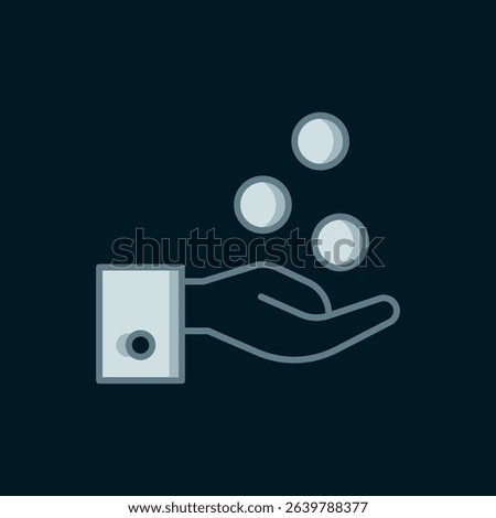 Line People paying tips to service staff in restaurant and hotel icon isolated on black background. Tips money cash coin hotel resort service. Flat filled outline style with shadow. Vector