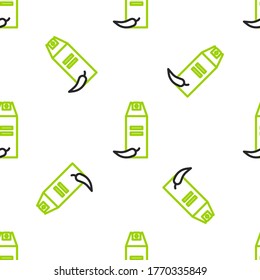 Icono de rociado de pimienta de línea aislado patrón sin fisuras sobre fondo blanco. Gas OC. aerosoles de autodefensa de Capsicum.  Ilustración vectorial