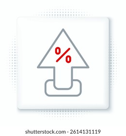 Line Percent up arrow icon isolated on white background. Increasing percentage sign. Colorful outline concept. Vector