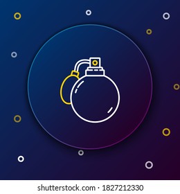 Line Perfume icon isolated on blue background. 8 March. International Happy Women Day. Colorful outline concept. Vector