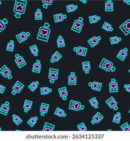 Line Perfume icon isolated seamless pattern on black background. 8 March. International Happy Women Day. Happy Valentines day.  Vector