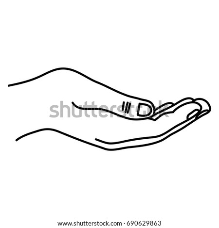 line person hand with finger and figures
