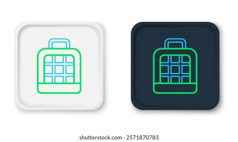 Line Pet carry case icon isolated on white background. Carrier for animals, dog and cat. Container for animals. Animal transport box. Colorful outline concept. Vector