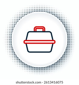 Line Pet carry case icon isolated on white background. Carrier for animals, dog and cat. Container for animals. Animal transport box. Colorful outline concept. Vector