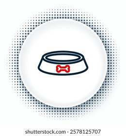 Line Pet food bowl for cat or dog icon isolated on white background. Dog bone sign. Colorful outline concept. Vector