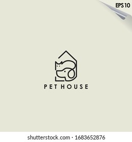 Line Of Pet House Logo Design. Pet House Logo Template. Modern Design. Flat Logo. Vector Illustration