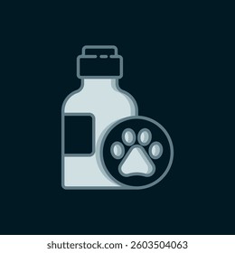 Line Pet shampoo icon isolated on black background. Pets care sign. Dog cleaning symbol. Flat filled outline style with shadow. Vector