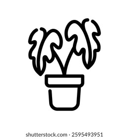 Line Philodendron Plant Icon Vector