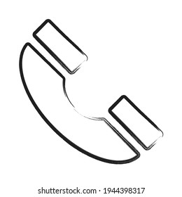 Line phone icon with artistic strokes