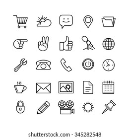 line phone icons set isolated illustration. Icons for business, management, finance, strategy, planning, analytics, banking, communication, social network, affiliate marketing.