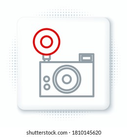 Line Photo camera icon isolated on white background. Foto camera icon. Colorful outline concept. Vector