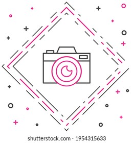 Line Photo camera icon isolated on white background. Foto camera icon. Colorful outline concept. Vector Illustration