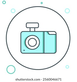 Line Photo camera icon isolated on white background. Foto camera icon. Colorful outline concept. Vector