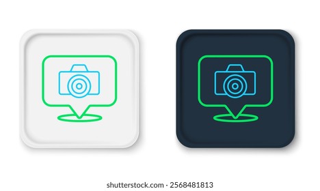 Line Photo camera icon isolated on white background. Foto camera. Digital photography. Colorful outline concept. Vector