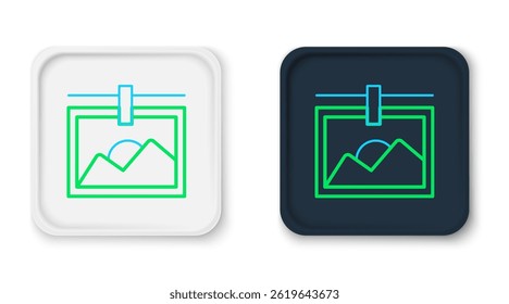 Line Photo frame icon isolated on white background. Vintage empty photos frame. Colorful outline concept. Vector