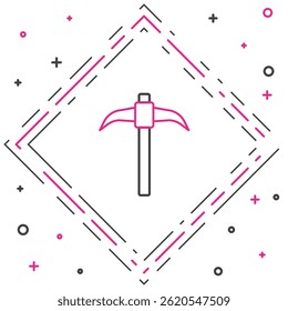 Line Pickaxe icon isolated on white background. Colorful outline concept. Vector
