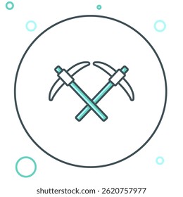 Line Pickaxe icon isolated on white background. Colorful outline concept. Vector