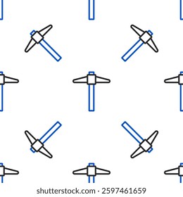 Line Pickaxe icon isolated seamless pattern on white background. Colorful outline concept. Vector