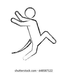 line pictogram man jumping up concept