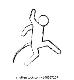 line pictogram man jumping up concept