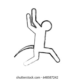 line pictogram man jumping up concept