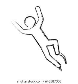 line pictogram man jumping up concept