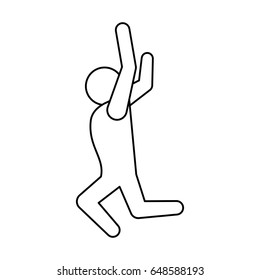 line pictogram man jumping up concept