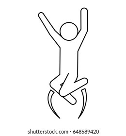 line pictogram man jumping up concept