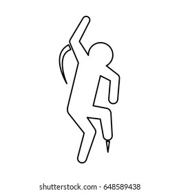 line pictogram man jumping up concept