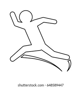 line pictogram man jumping up concept