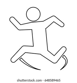 line pictogram man jumping up concept