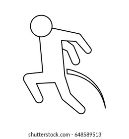 line pictogram man jumping up concept