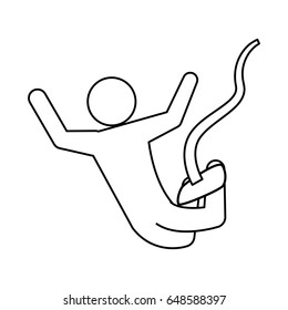 line pictogram man practice bungee jumping