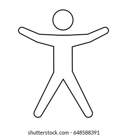 line pictogram man silhouette doing exercise