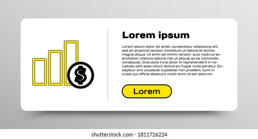 Line Pie chart infographic and dollar symbol icon isolated on white background. Diagram chart sign. Colorful outline concept. Vector